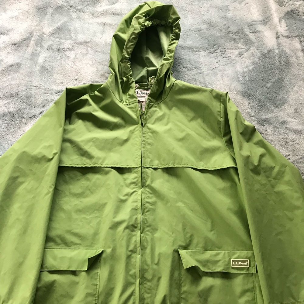 Ll Bean PVC Green Rain Jacket Petit Women’s M